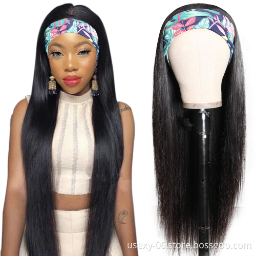100% Human Hair Headband Scarf Wig,Virgin Brazilian Headband Wigs Human Hair,Headband Wigs For Black Women